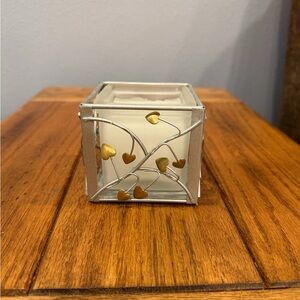 NEW! Hallmark Silver Heart Candle Holder Frosted Glass Votive Holder Decor